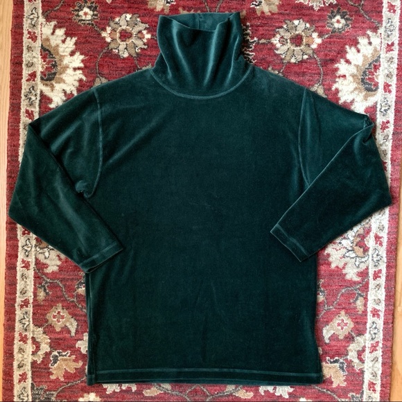 1980s dark green velour turtleneck top and long skirt set special occasion - Picture 4 of 13